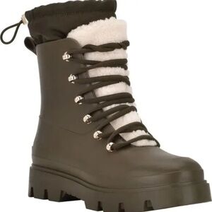 Marc Fisher Freely Waterproof Lace-Up Lug Sole Boot in Dark Green Size 8 NEW NIB